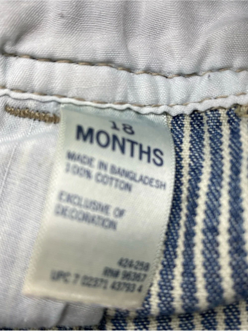 Oshkosh B'gosh Overalls 18 Months Railroad Stripe Conductor Vest back 100 Cotton